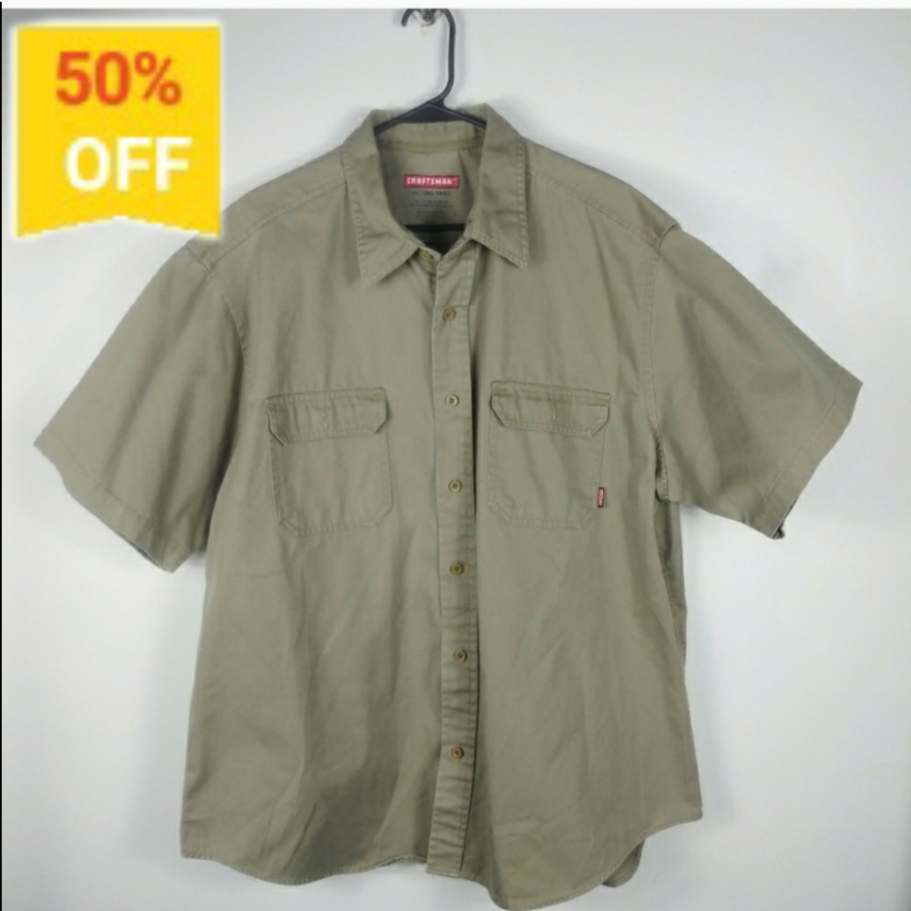 Craftsman Tan Short Sleeve Button Work Shirt 2X